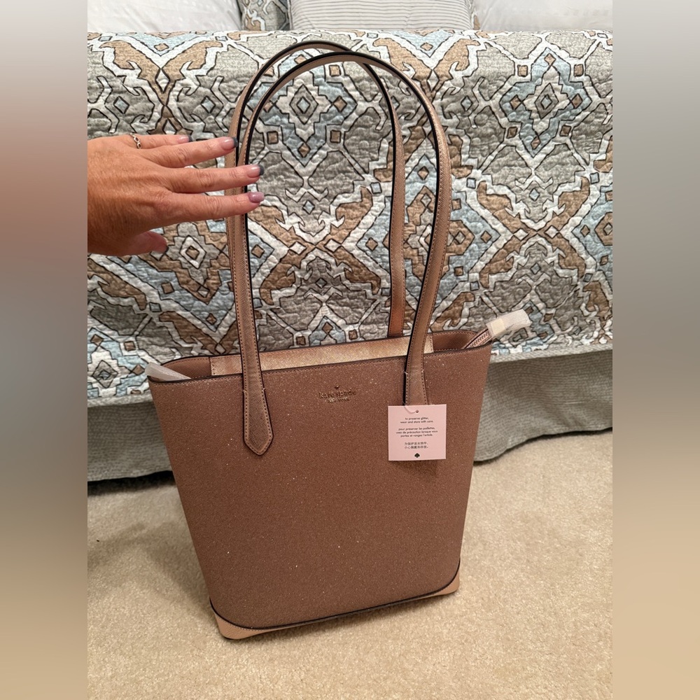 Kate Spade Rose Gold Glitter Fabric Tote